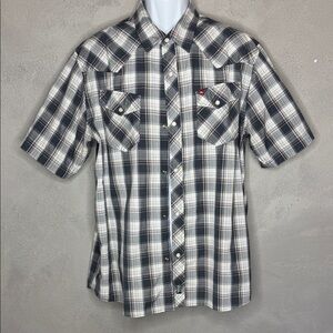 Quiksilver Black and White Plaid Button-Down Shirt
